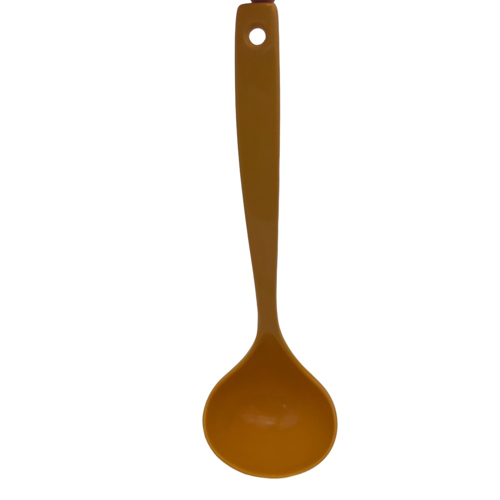 Machi Vintage Melamine Yellow Golden Ladle Spoon Plastic Hanging Hole Taiwan